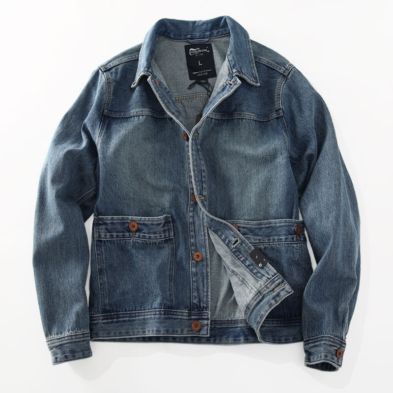 Washed Denim Jacket – Vintage Double Pocket – Coats Jackets | japanese streetwear | vintage workwear | unisex | Yamalinclothes