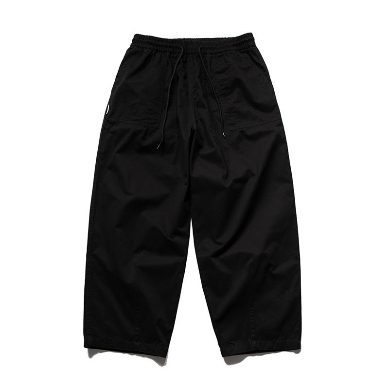 Washed Brushed Cotton Cargo Wide-Leg Trousers – Oversized Unisex Slacks