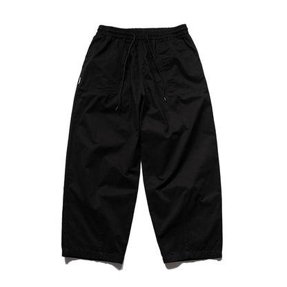 Washed Brushed Cotton Cargo Wide-Leg Trousers – Oversized Unisex Slacks