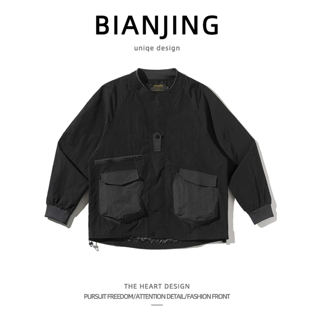 Mountain outdoor functional windbreaker jacket men's pocket stitching loose retro casual handsome versatile jacket jacket men