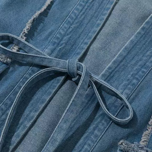 Japanese retro autumn ethnic style sticker cloth tassels design robe coat