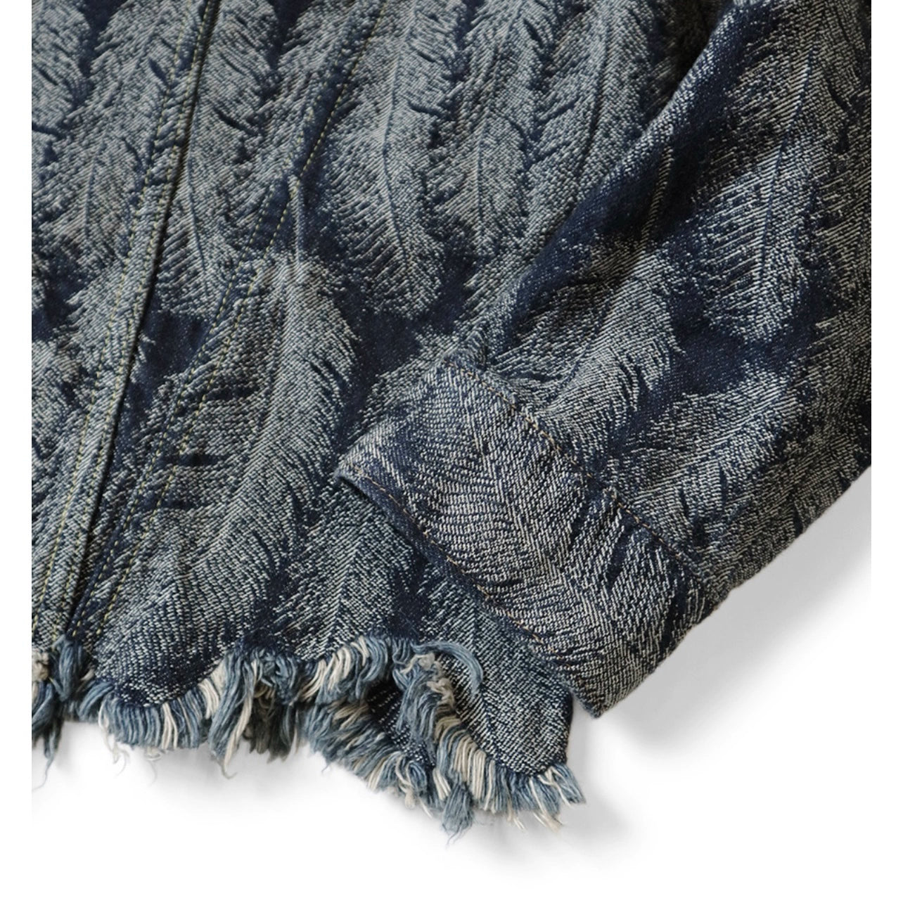 Japanese casual denim feather tassel destruction long-sleeved jacket