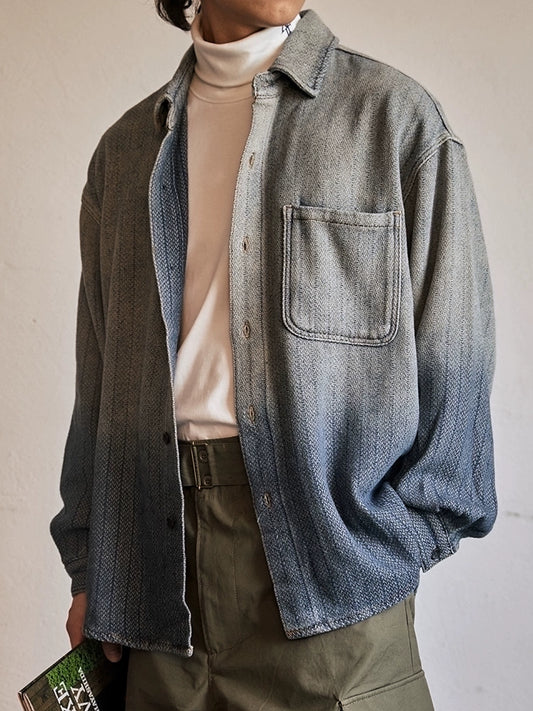 2025 Gradient Striped Shirt Long Sleeve Casual Iron-Free Popular Ivy New Men's Wear