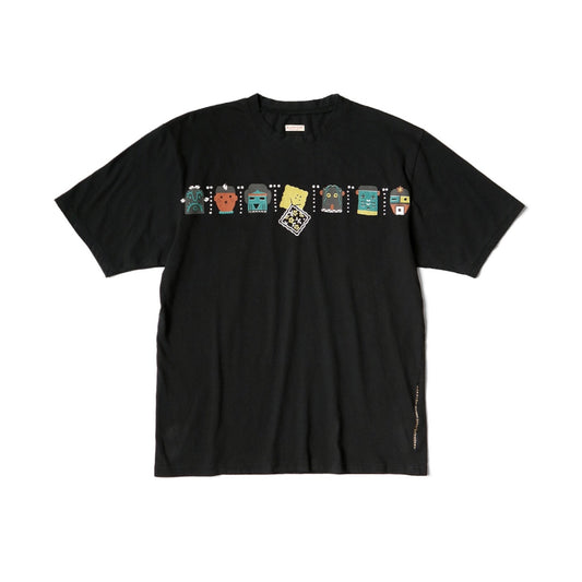 25SS Japanese casual fun smiley face print cotton loose crew neck short sleeve T-shirt