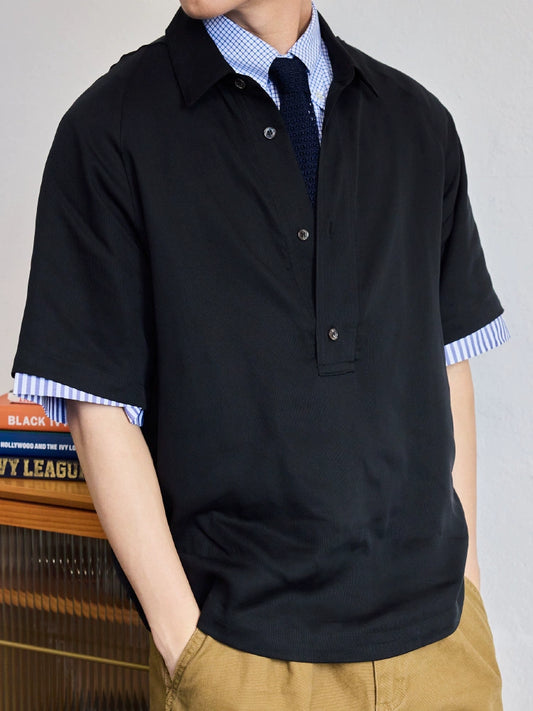 american high quality polo shirt tide men black men's summer short sleeve men's 2024 new style