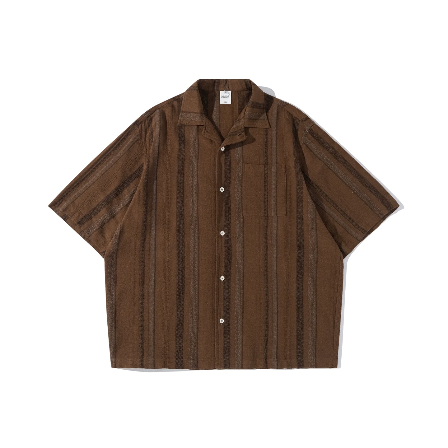 Vintage yarn-dyed striped short-sleeved shirts for men and women Cuban collar beach shirts