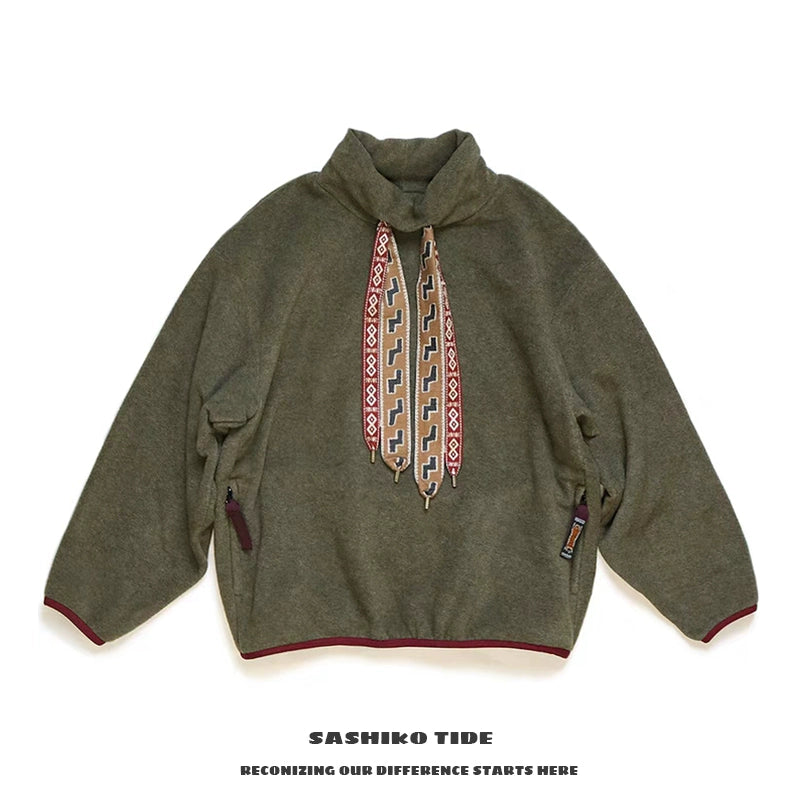 20AW Hirata Kazuhiro Japanese casual color streamer turtleneck fleece pullover sweater jacket