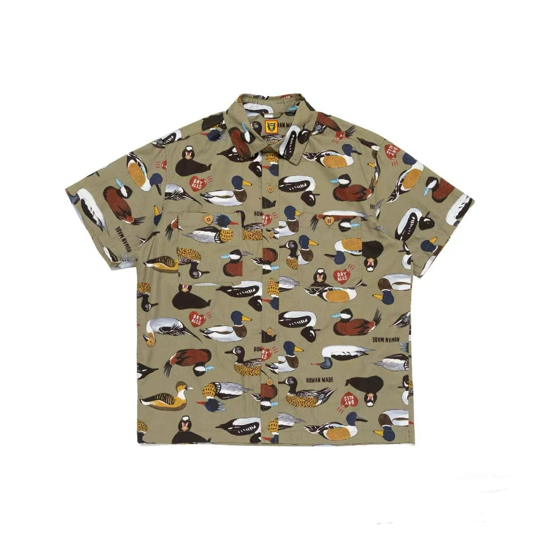 Japanese summer full print short sleeve shirt thin loose casual Hawaiian style