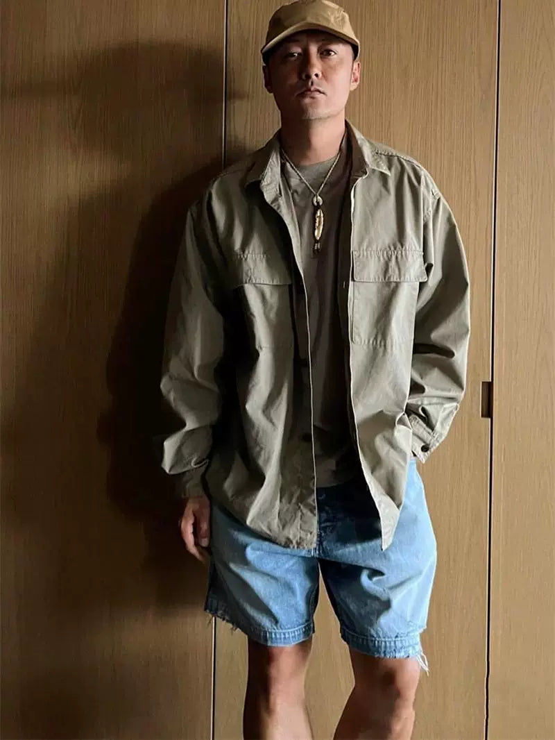 Loose casual multi-pocket work shirt jacket