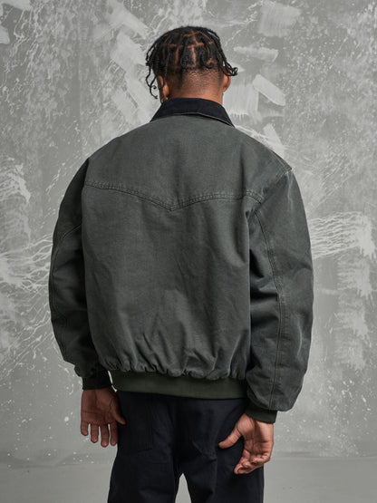 Detroit Cargo Denim Padded Winter Jacket – Retro Lapel Unisex