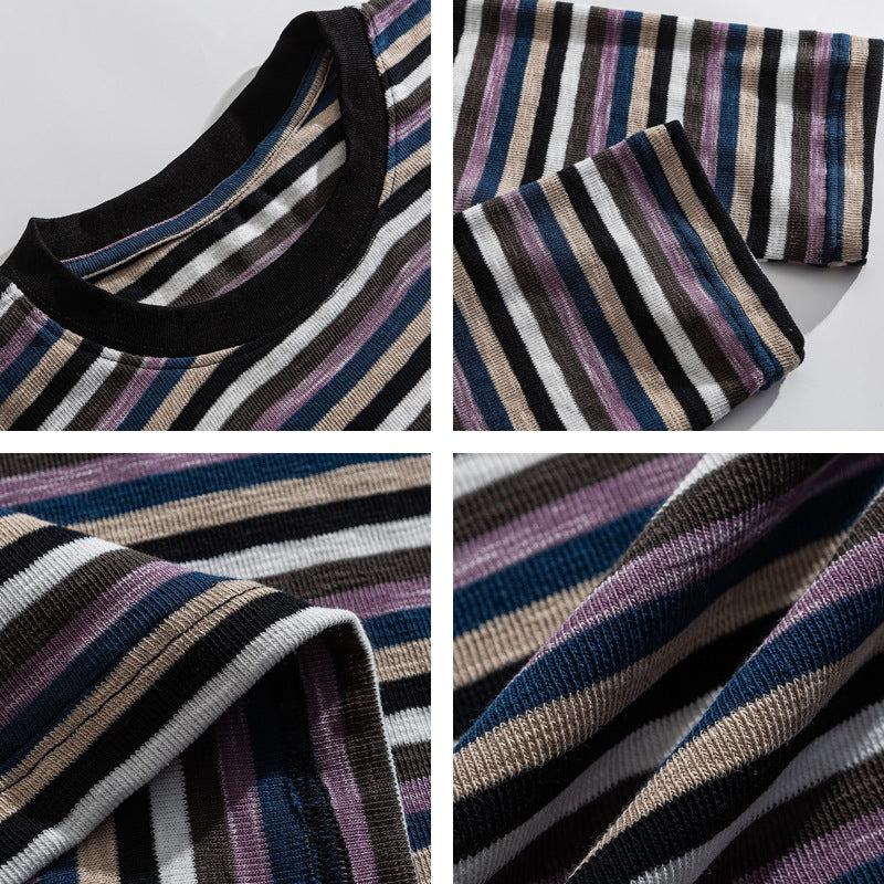 American Vintage Stripe Long-Sleeve T-Shirt – Relaxed Unisex Cotton Blend Tee