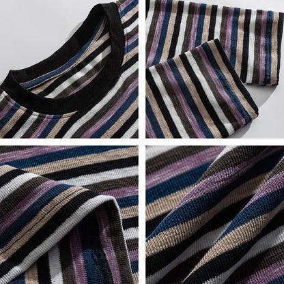 American Vintage Stripe Long-Sleeve T-Shirt – Relaxed Unisex Cotton Blend Tee