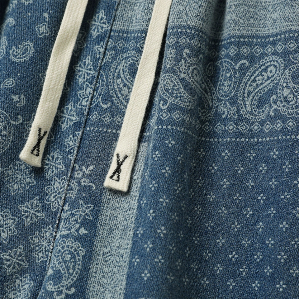 Vintage distressed cashew flower pattern casual shorts for men and women Japanese drawstring versatile beach men's pants