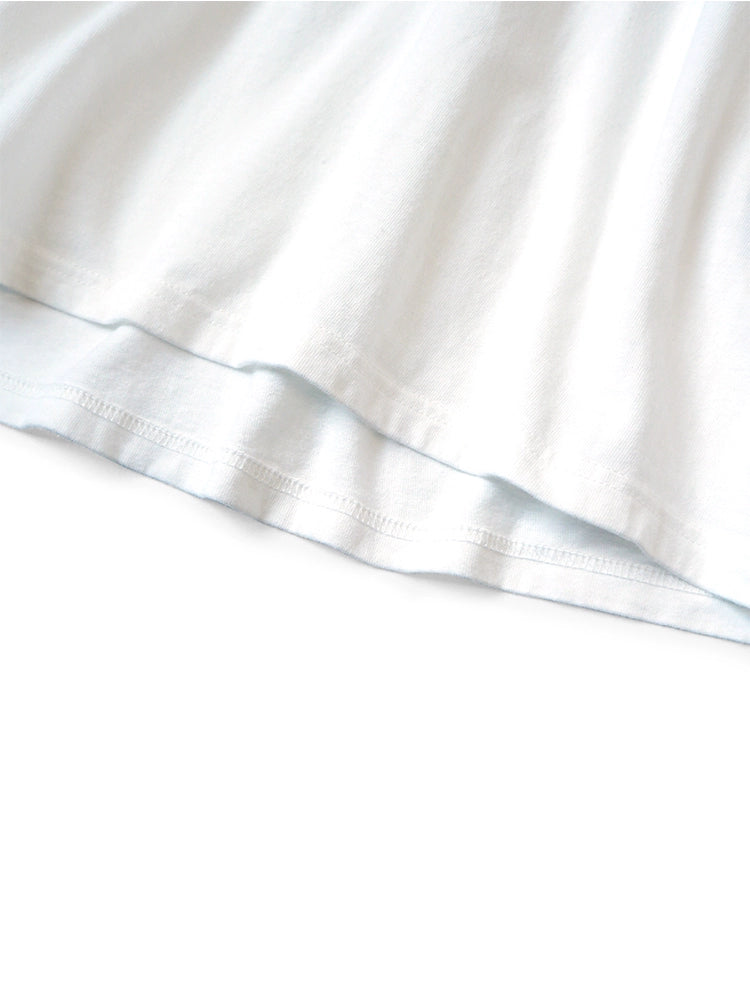 Japanese loose casual cotton heavyweight crewneck color-blocked doll monkey print short sleeve T-shirt