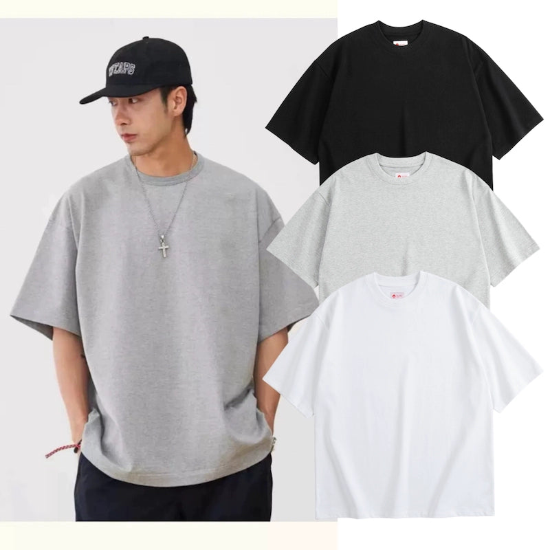 Japanese summer heavy 320g short-sleeved T-shirt small red rope city boy short tee