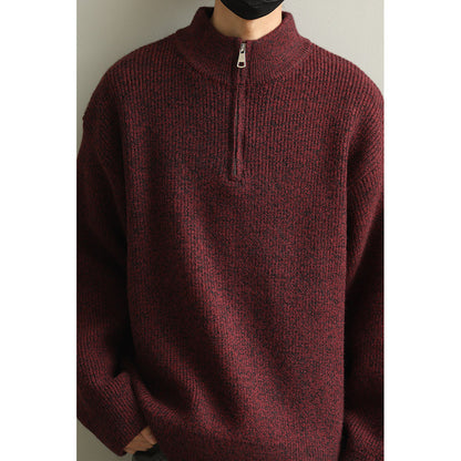 Stand Collar Half-Zip Pullover Sweater – Japanese Loose Unisex – Sweater pullover | japanese streetwear | vintage workwear | unisex | Yamalinclothes