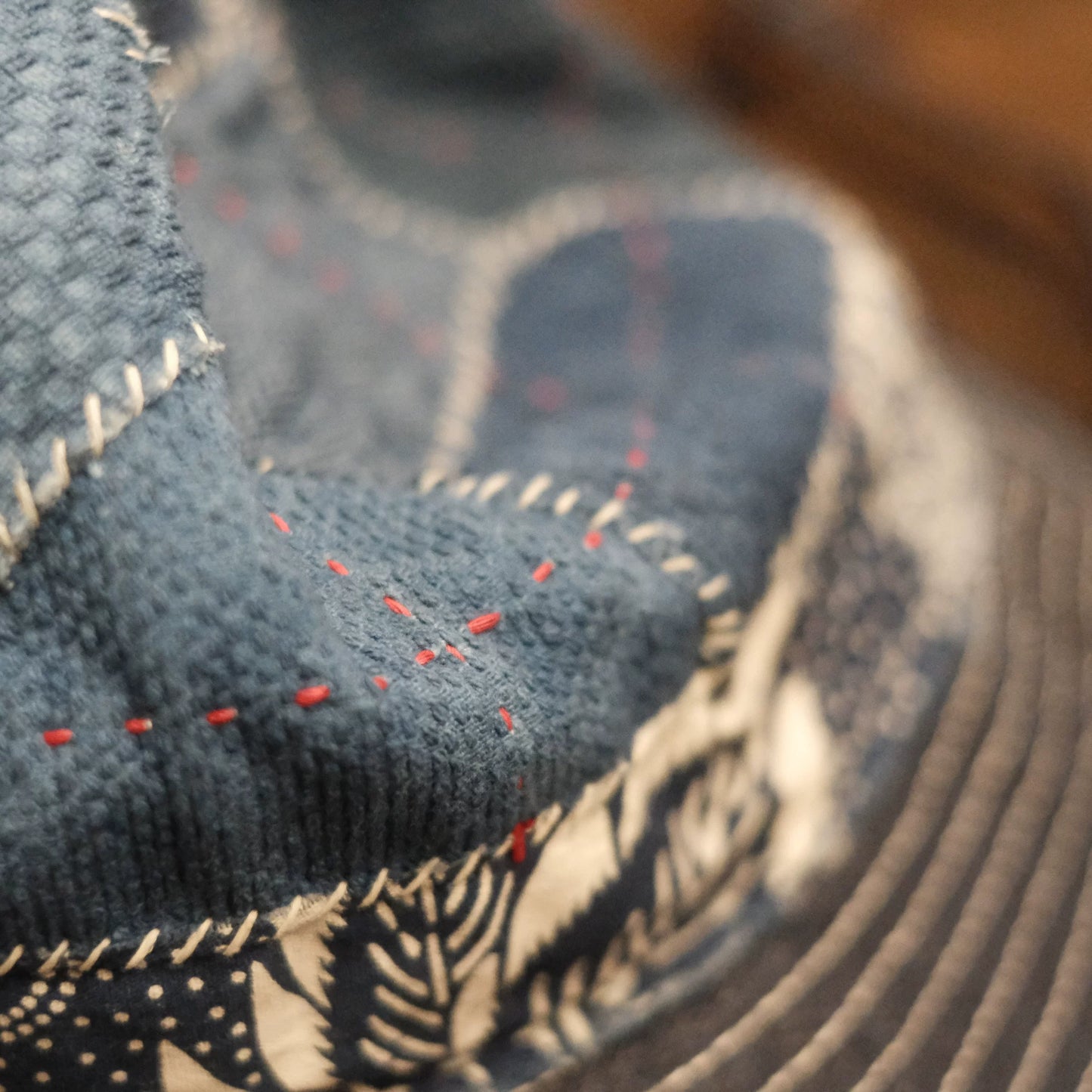 Handmade Embroidery Patchwork Bucket Hat – Japanese Indigo Denim Unisex Sun Hat – Japanese vintage | yamalin clothes | Yamalinclothes