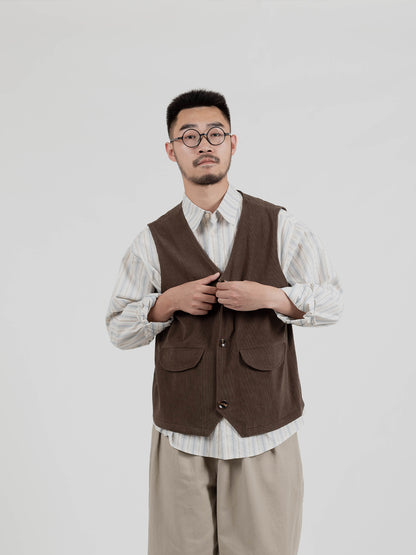 Corduroy overalls vest for men, spring and autumn, Japanese retro vest vest, casual vest coat