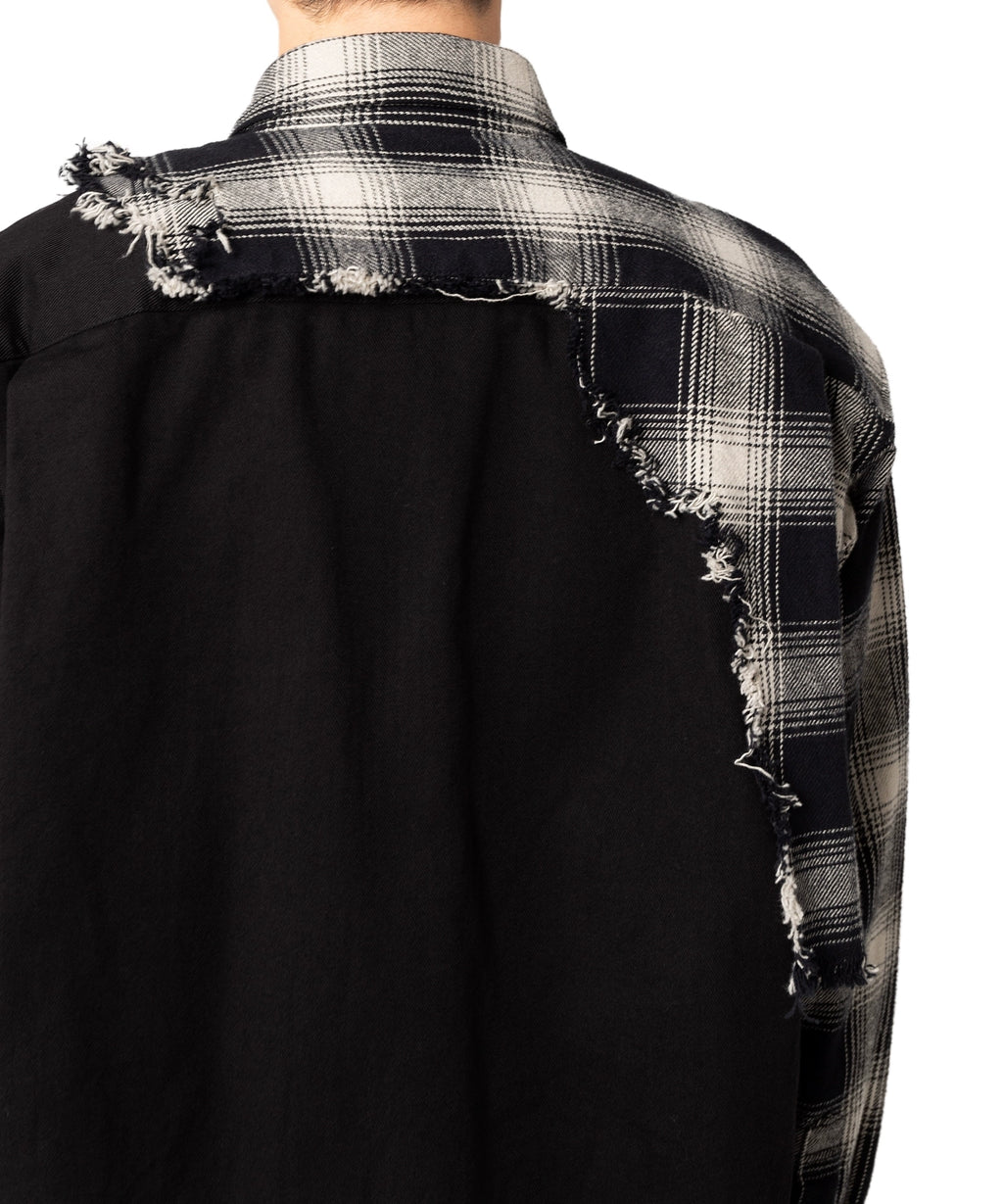 Irregular patchwork plaid jacket shirt coat