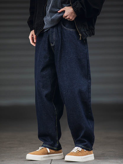 American Retro Navy Jeans – Loose Fit Drawstring Harem Wide-Leg Pants for Men – Japanese vintage | yamalin clothes | Yamalinclothes