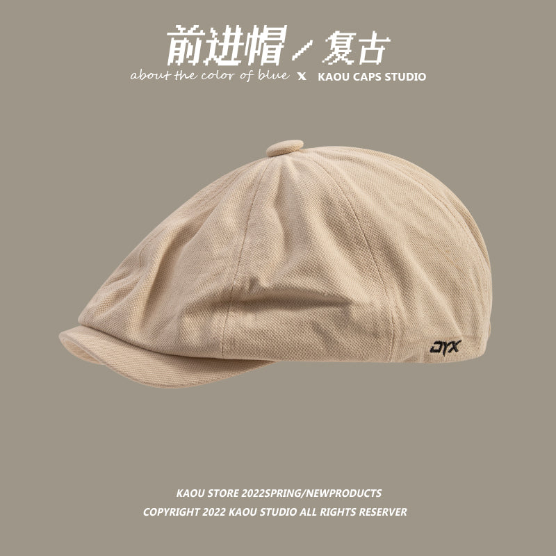 Japanese retro forward hat front and back can wear peaked hat, men's khaki newsboy hat, hipster beret female painter hat