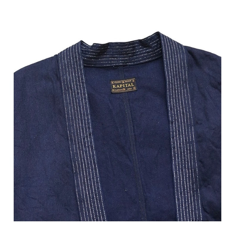 Japanese vintage blue-dyed Japanese-style embroidered casual loose long-sleeved jacket