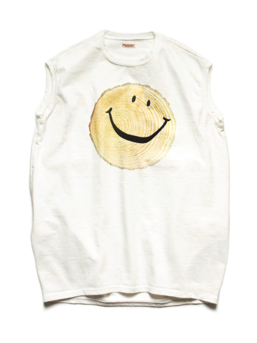 Four-eye smiley face tree stump annual ring casual day tide sleeveless T-shirt vest