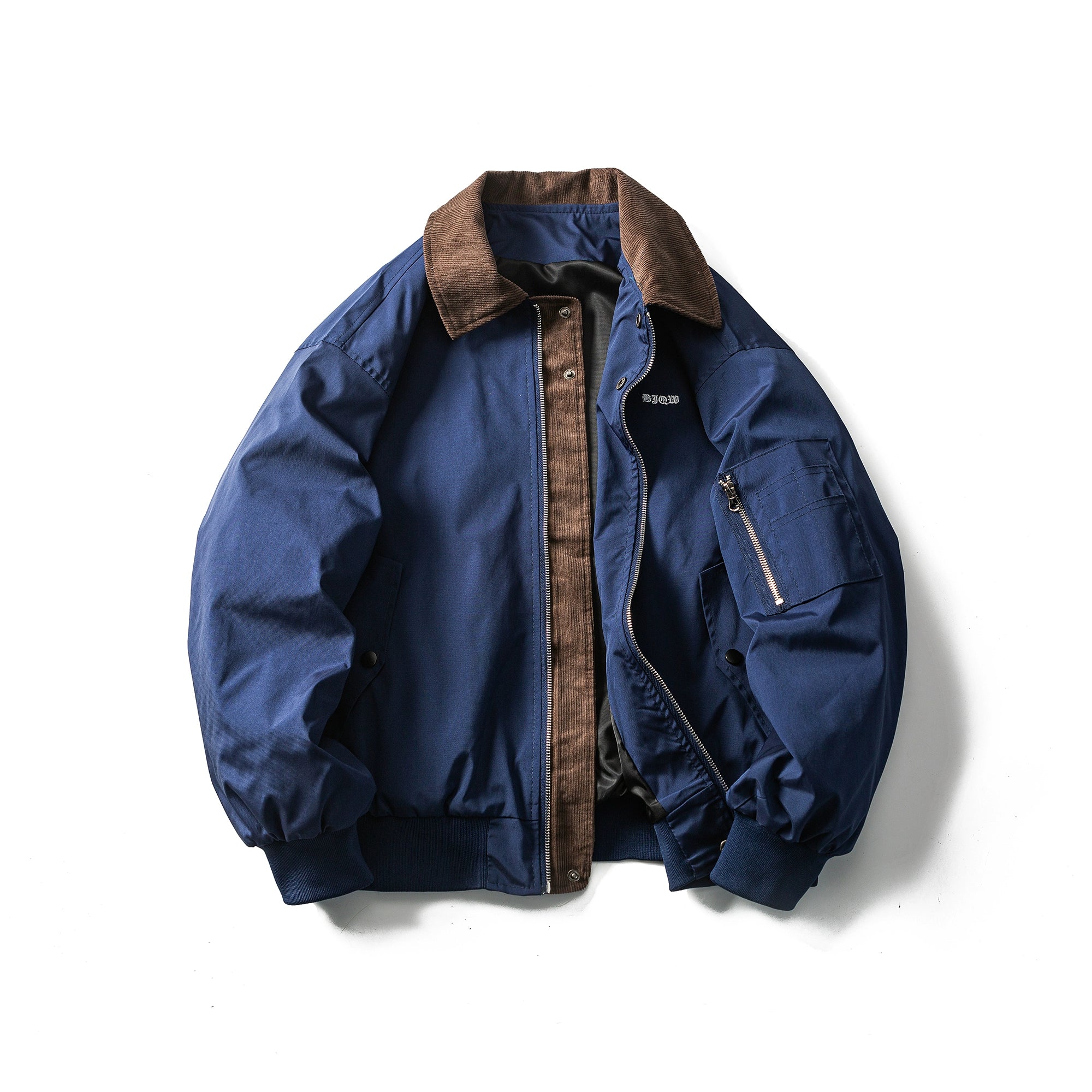 Vintage Corduroy Bomber Jacket – Embroidered Padded Baseball Style (Unisex)