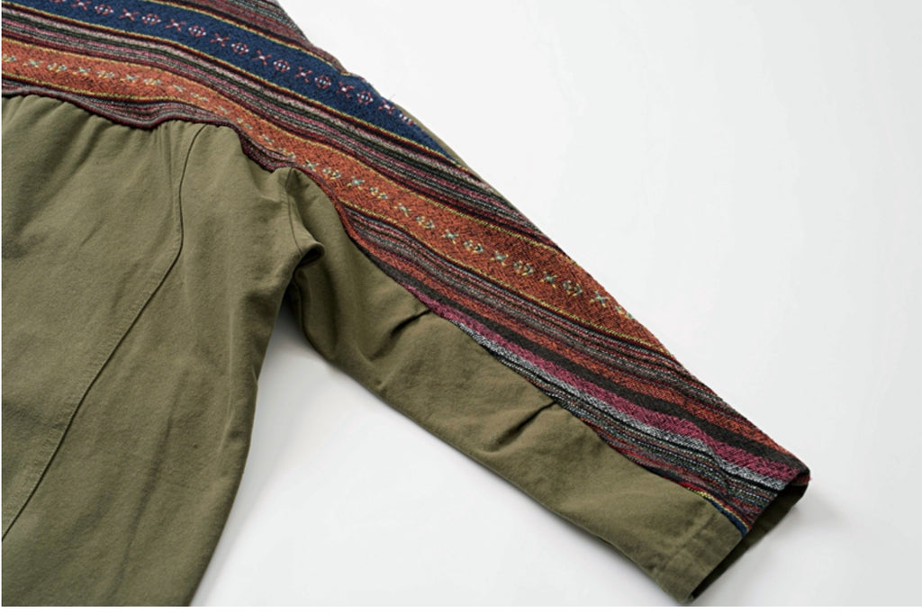 Japanese retro Aramco Kaji ethnic style spliced robe jacket for men and women loose distressed washed cargo jacket tide