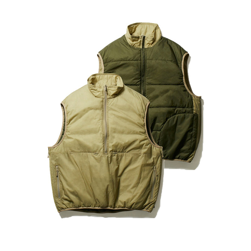 Japanese outdoor function color-block reversible half-zipper padded vest
