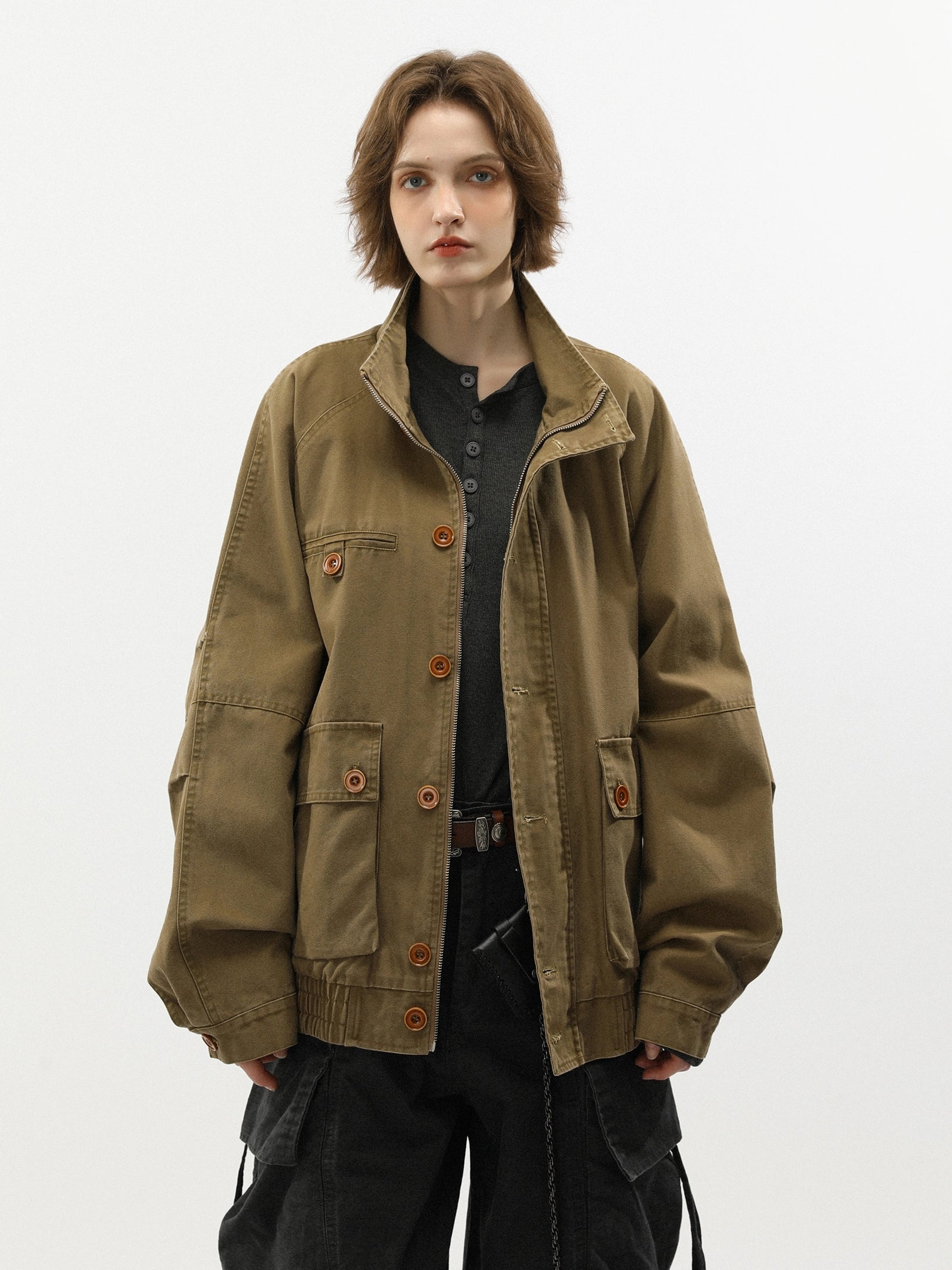 Vintage Bahn-Style Cargo Jacket – Worn Harrington Design (Unisex)