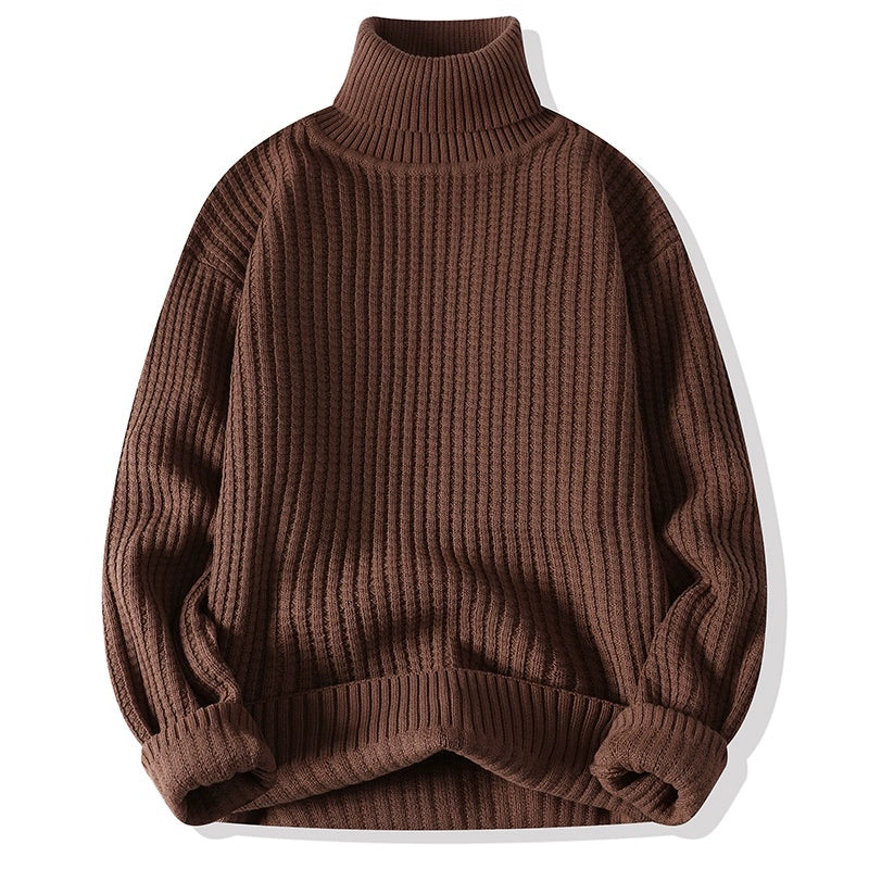 Temperament turtleneck sweater men's winter thickened and versatile solid color trend underwear with a base knit
