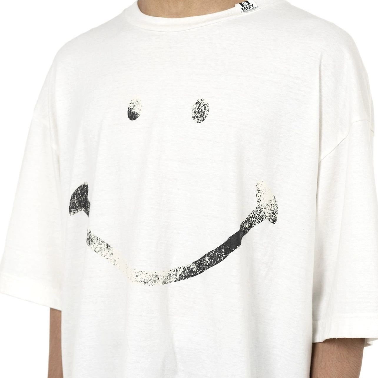 Japanese casual two-color pure cotton smiley face print round collar short-sleeved T-shirt