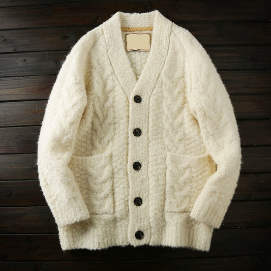 Heavy and rare! Thick wool cardigan! Italian order men's autumn and winter high-end knit sweater sweater jacket