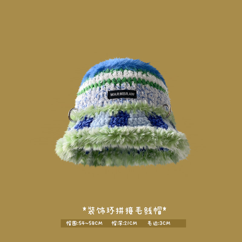 Japanese designer joint retro knitted wool hat warm plush fisherman hat