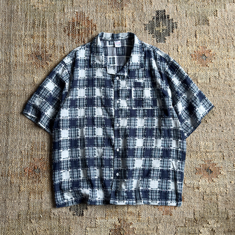Summer New Japanese Vintage Loose Casual Shirt Personality Raw Plaid Shirt Spring Summer Men's Jacket Top