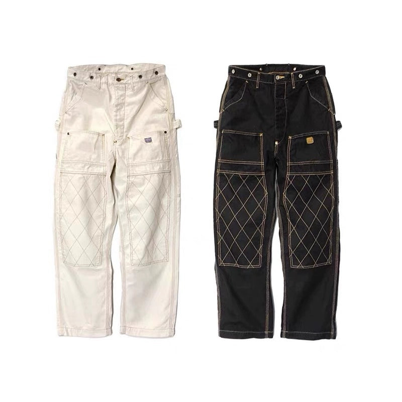 Japanese casual loose fashion two-tone gold thread logging pants cargo trousers