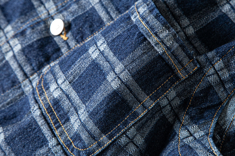 Japanese retro American casual wash, Aramco Ka Ji heavy denim denim cargo couple vest