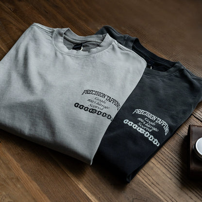 Distressed washed round neck pullover loose fit American style T-shirt