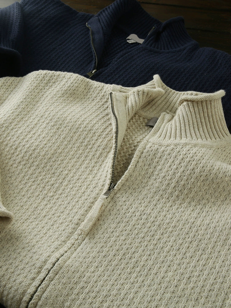 A small number of good goods 100 cotton cardigan foreign trade tail list men's autumn and winter stand-up collar rolled-edge knitwear sweater jacket