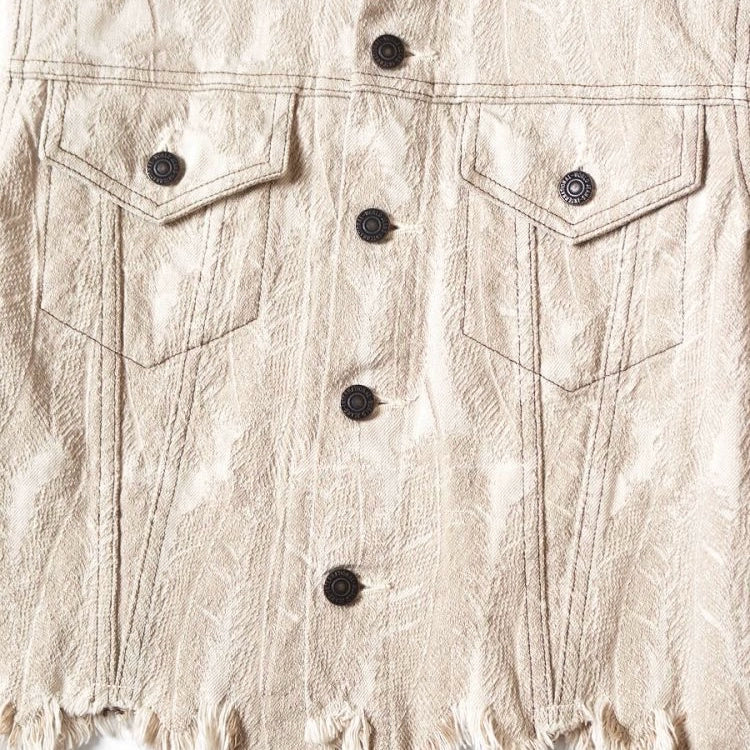 Japanese casual denim feather tassel destruction long-sleeved jacket