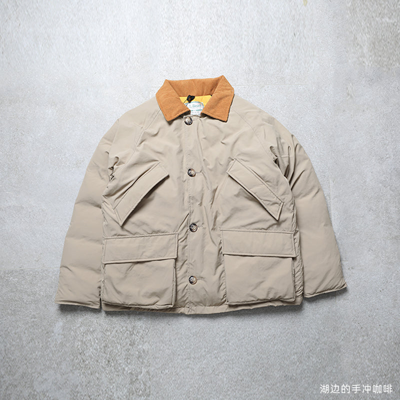 Japanese casual retro hunting suit corduroy collar and fleece inner down jacket thick to carry the cold