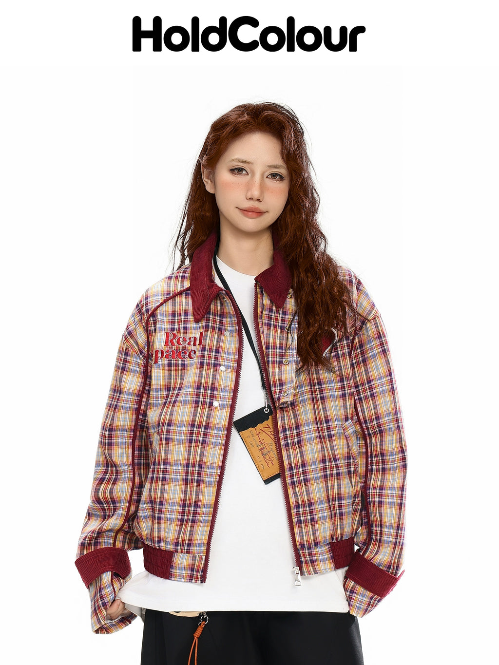 Plaid Embroidery Contrast Casual Jacket – Hold Colour Unisex