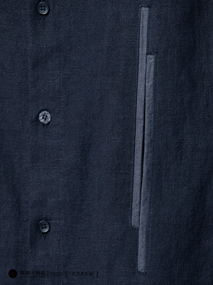 Original design men's contrasting open pocket casual loose lapel shirt