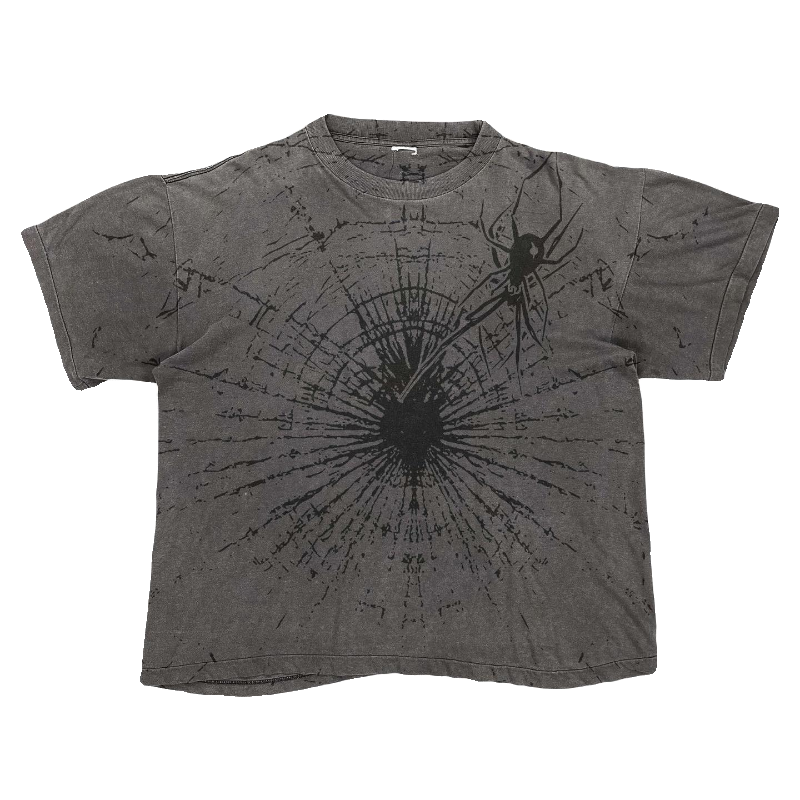 MELANIN Tattoo Heavyweight washed distressed vintage subculture graffiti ripped short sleeve T-shirt