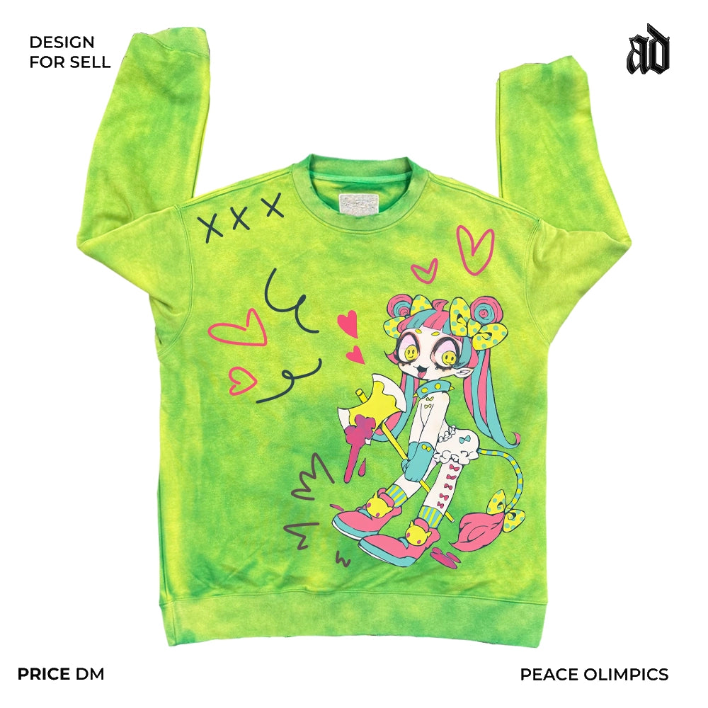 ins style trend retro American cartoon children's fun all-matching loose top round neck sweater