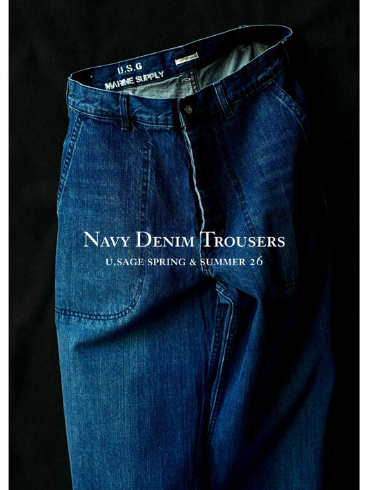 SS26 Navy Denim Jeans - Yamalin Vintage Washed 13oz Bamboo Weave Deck Jeans