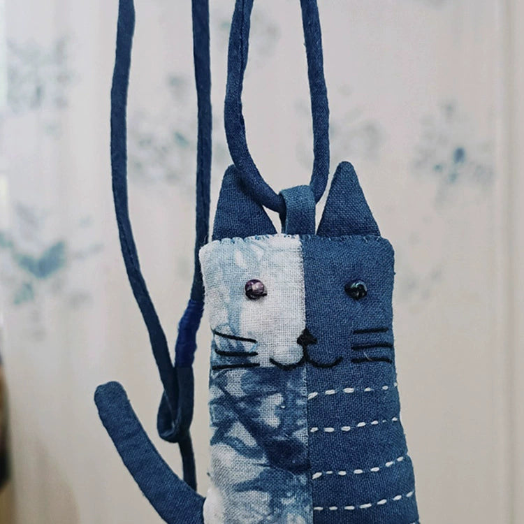 Retro literature and art forest tie-dye, blue dyeing cloth necklace, ethnic style, cotton and linen clothing, sweaters, bags, bag pendants, keychains