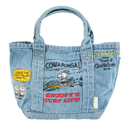 Denim Canvas Embroidery Tote Bag – Cute Cartoon Portable Handbag