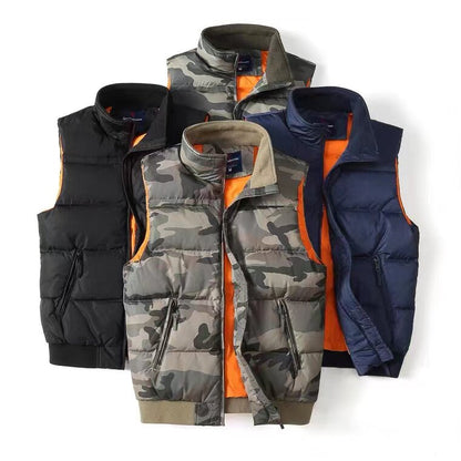 Camouflage Padded Down Vest – Thickened Warm Sleeveless Workwear Unisex – Vests | japanese streetwear | vintage workwear | unisex | Yamalinclothes